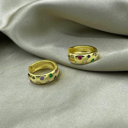 Gold Plated Colorful Spotted Imported Earrings