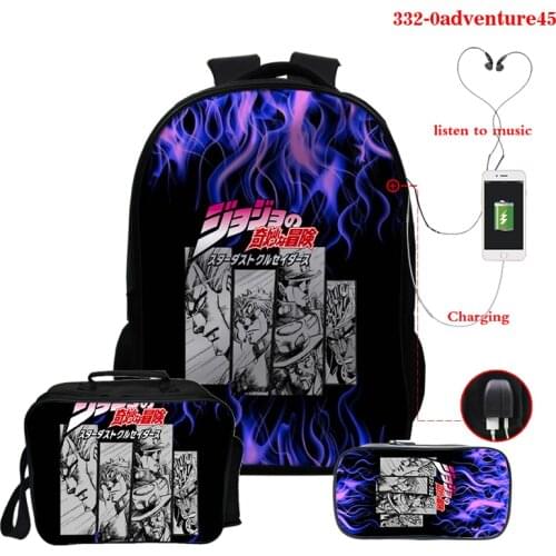 2021 New Backpack Jojos Bizarre Adventure Jojo Waterproof Male Backpack with Double Belt Travel Bag Man Laptop Boy School Bag