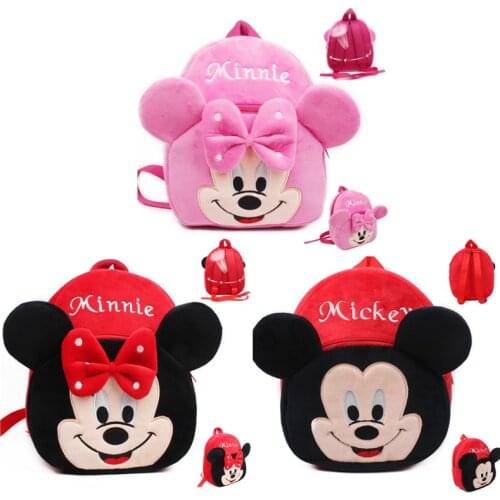 Disney toys Plush Backpack Stitch Mickey Mouse Minnie Winnie the Pooh Children Kindergarten school bag Christmas halloween gift