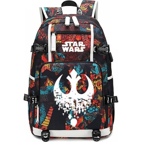 Star Wars Backpack USB Port Rucksack Snake Pattern Student Teenagers School Bag Travel Laptop Capacity Mochila
