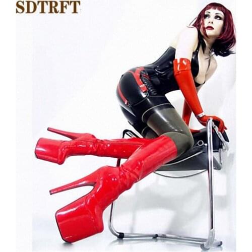 SDTRFT Stilettos 20cm Thin Heels Motorcycle Knee-High boots halloween goth abby vam shoes Woman Zipper Botas Dress Buckle pumps