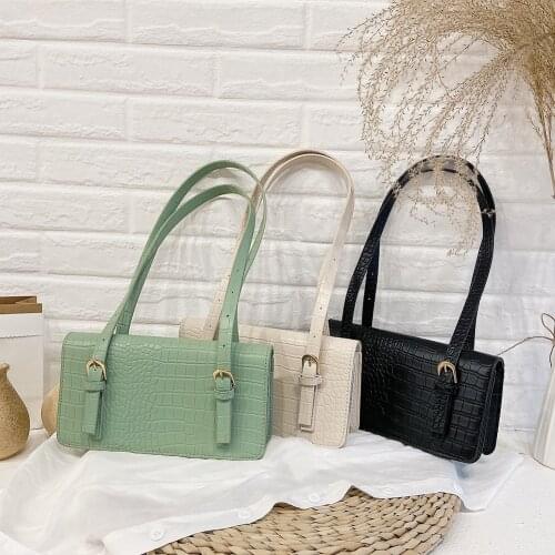 Messenger Handbags Retro Alligator PU Leather Handbag Women Casual Totes Square Shoulder Bag Solid Crossbody Bags For Women