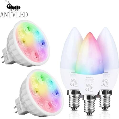 2.4G Led Bulb Light Wireless Remote LED Lamp MiBoxer 4W FUT104 MR16 FUT108 E14 RGB+CCT LED Spotlight Home Lighting AC/DC12V