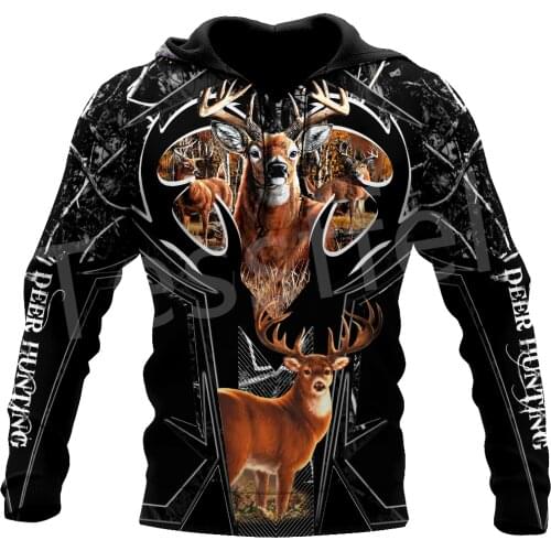 Tessffel 3DPrint Camo Deer Hunting Tattoo Animal Hunter Men/Women NewFashion Jacket Zip Funny Hoodies Long Sleeve Streetwear S9