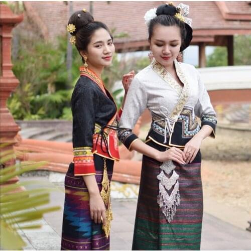 Thailand Laos Myanmar Traditional Dai costume womens suits retro water conservancy Festival life dress festival Unique costumes