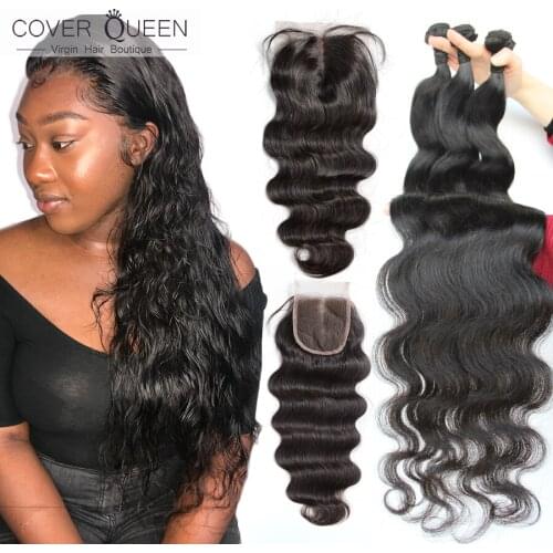 Body Wave 30 32 34 36 38 40 inch Bundles Brazilian Hair Weave Bundles With Closure REMY Human Hair Bundle With Lace Closure