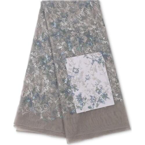 XIYA 2021 Embroidered Lace Fabric Fashion African Sequins Laces Nigerian Mesh Tulle Fabrics 4020B-1