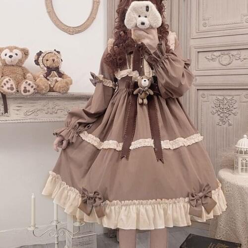 New Gothic Lolita Dress Soft Sisiter Bow Bear Kawaii Clothing Dress Women Princess Dress Halloween Costume For Girls Loli SL2933