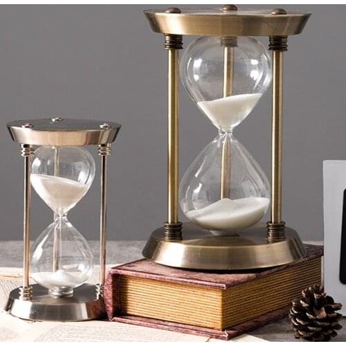 1PC Retro Metal Hourglass Ornaments Crafts Desktop Decoration Bathroom Kitchen Sand Clock Kids Toothbrush Gift Timer Office Home