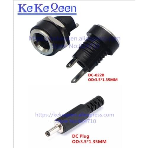 100PCS/LOT DC022B Pin 3.5*1.35mm DC Power Jack Power Socket Terminal DC Connector With Screw Nut Welding DC-022B