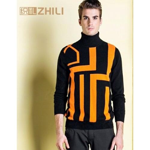 2017 High Quality Winter Warm 100% Cashmere Sweater Men Turtleneck Brand Sweaters Slim Fit Pullover Knitwear Double Collar Soft