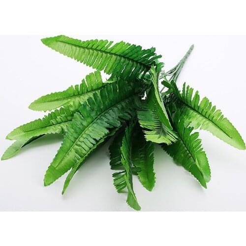 40cm 7Forks Green Artificial Persian Leaves DIY Wedding Road Guide Plants Wall Flower Arrangement Fake Plants Home Garden Decor
