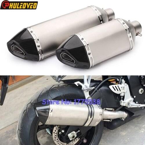 Universal Motorcycle Exhaust Muffler ID:51mm/61mm L:570mm/470mm/370mm Carbon Fiber Motorbike Exhaust Escape Damper withDB Killer