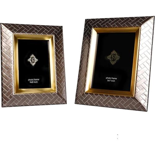 6/7 Inch Italian Design Light Luxury Modern Photo Frame High Grade Metal Leather Photo Frame