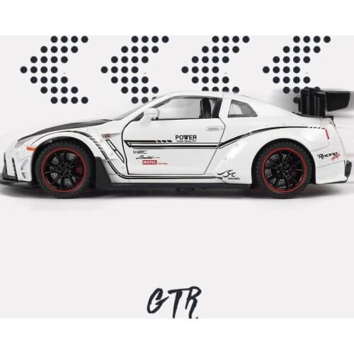 Alloy Car 1:32 Nissan-GTR R35 JDM Metal Car Model Sound-Light Pull Back Alloy Toy Car Decoration Gift For Childrens Boys Toy Car