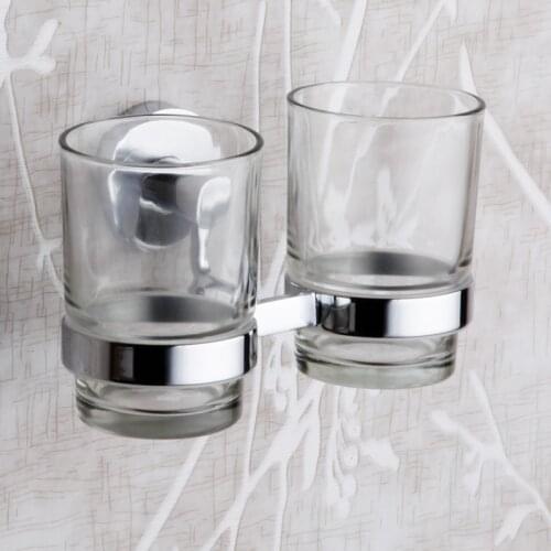 Bathroom Toothbrush Holder Wool Glass Double Cup Holder Bathroom Cup Transparent Wall-mounted Toilet Accessories Cup Holder Ussr