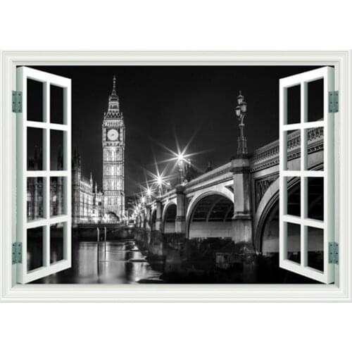 DIY Diamond Painting window frame scenic Big Ben Landscape Black and White Landmark 5d Cross Stitch Mosaic diamond embroidery