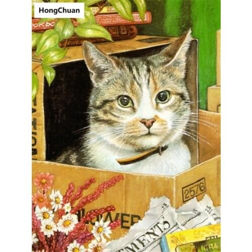 Cute Cat Mural 5D DIY Square/Round Diamond Painting Mosaic Cross Embroidery Handicraft Home Decoration Christmas Gift New Year