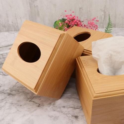 Tissue Box Eco-friendly Sturdy Construction Bamboo Rectangular Tissue Storage Holder Home Kitchen Organizer Bag