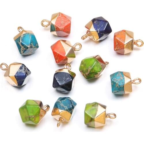 Square Cut Blue Emperor Stones Pendant Necklace Reiki Healing Natural Stone Amulet DIY Jewelry Gift Size 9x9mm