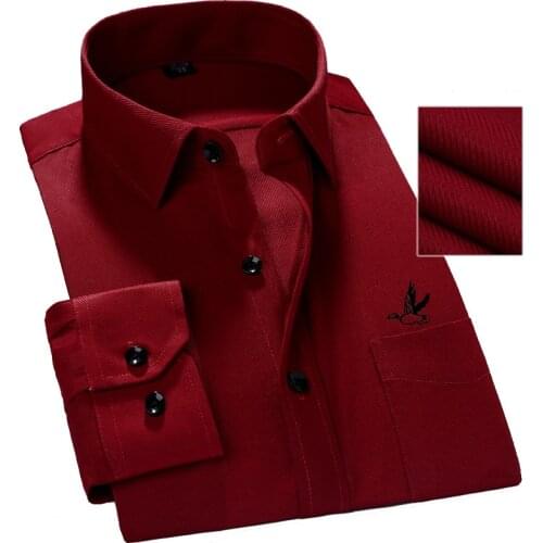 2021 New Casual Pure Cotton Oxford Mens Shirts Long Sleeve Fly Duck Embroidery Logo Design Regular Fit Fashion Stylish