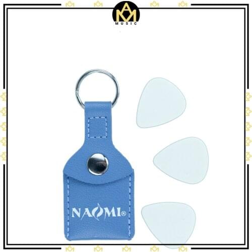 Guitar Picks Faux Leather Key Chain Style Bass Guitar Picks Plectrums Bag Holder Case SET+3picks +Leather Key