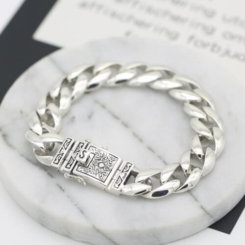 RetroSen New Exquisite Silver Men Bracelet Glossy Domineering Chinese Style Retro Creative Simple Couple Jewelry Accessory