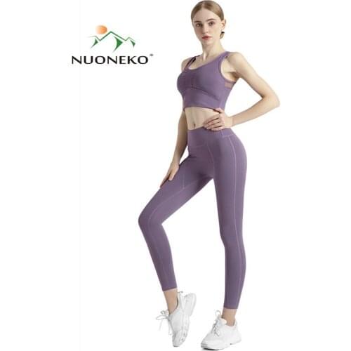 NUONEKO Summer Women Yoga Set Two Piece Suit Gym Clothes Sports Bra Seamless Leggings Running Fitness Woman Tracksuits NT028
