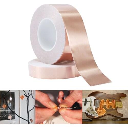 1Pc 20 Meter Single Conductive Adhesive Copper Foil Tape EMI Shielding Heat Resist For Electric Guitar