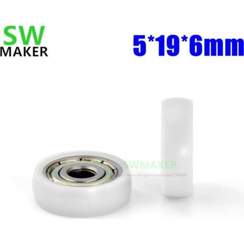 5*19*6mm Plastic pulley, 625zz bearing rolling, drawer showcase POM wrapped plastic wheel, R type spherical wheel