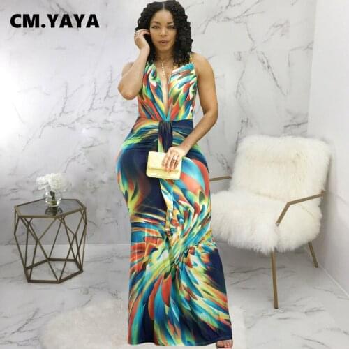 Lemon Gina Women Long Dress Print Stretchy Turmpet Dresses Vintage Elegance Party Vestidos Cleavage Sexy Fashion Outfits Summer