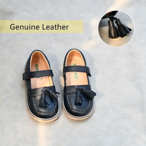 Real leather Girls casual shoes fashion tassel Childrens flat shoes Wear-resistant sole kids Princess shoes Baby shoes