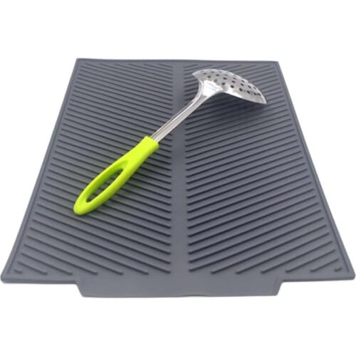 Rectangular Silicone Drain Mat for Drying Dishes Heat Resistant Pad Non-slip Tray Thick Water Pad Baking Tool Kitchen Utensils