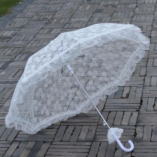 Western Wedding Accessories Brides Umbrella White Lace Wedding Bridal Umbrella Lace Fancy Dress Prop Home Wedding Umbrella Decor