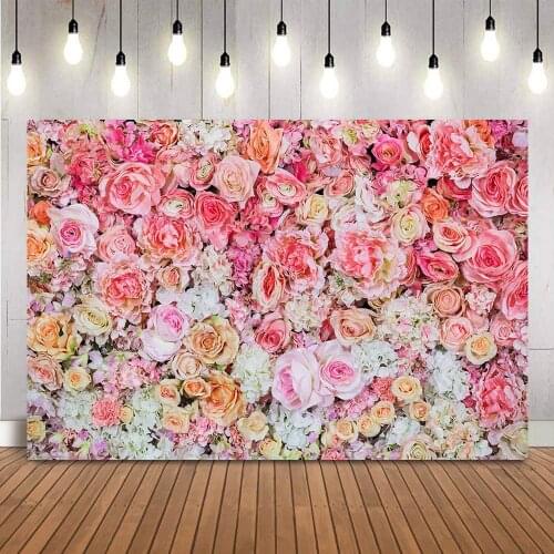 Wedding Floral Backdrop for photography pink rose flowers girls birthday party decoration photocall bridal shower photophone