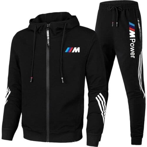 Mens Patchwork Sweatshirt set Hoodies Clothing Casual Loose Streetwear Male Fashion BMW Autumn Winter Outwear + Pants 2 Piece S