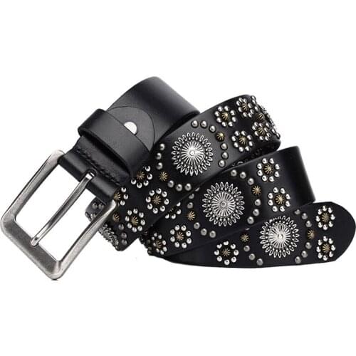Ta-weo) Fashion New Personality Neutral Leather Belts, Punk style Mens belt hip-hop Womens Rivet Decorative Belt