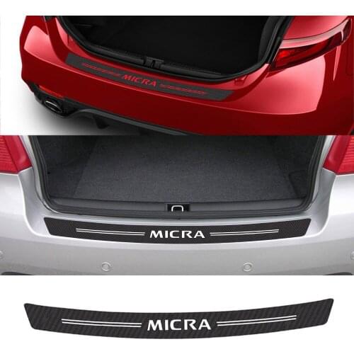 For Nissan Micra Auto Trunk Guard Plate Protector Decals Car Rear Bumper Decoration Carbon Fiber Film Stickers Car Accessories
