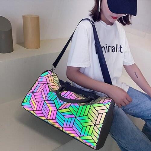 Jiessie&Angela New Bags For Women Fashion Laser Geometric Suitcase Large Womens Bag PU Leather Handbag Tote Bags For Women