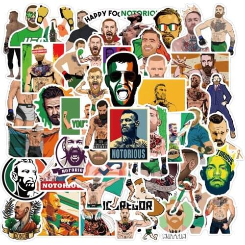 50pcs Boxer Conor McGregor Stationery Sticker For Car Laptop PVC Backpack Home Decal Pad Bicycle Waterproof Classic Toys Gifts