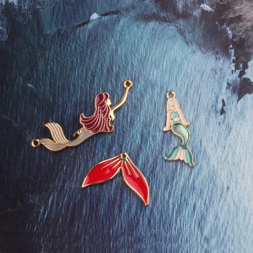 10pcs enamel mermaid charm for jewelry making and crafting earring pendant necklace and bracelet charm