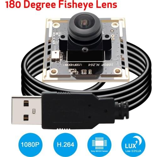 1080P 180 degree fisheye lens Low illumination USB Web Camera Sony IMX322 Wide Angle Webcam H.264 MJPEG YUY2 output format