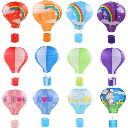12''30cm Rainbow Lantern Hot Air Balloon Paper Lantern Kids Birthday Party Wedding Hanging Lamp DIY Xmas Festival Decor Lanterns