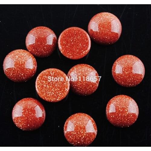 20PCS 8mm Cabochon CAB Natural Golden Sand Stone Flat Back Round No Hole Scattered Beads For Earrings pendant Jewelry IU3166