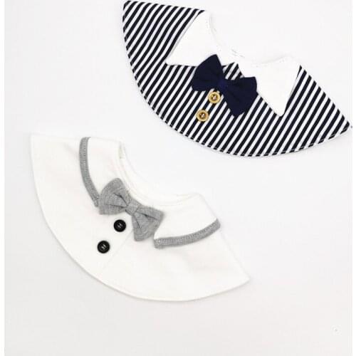 2020 cartoon pure cotton ins wind male and female baby bib British gentleman baby saliva towel fake collar bib
