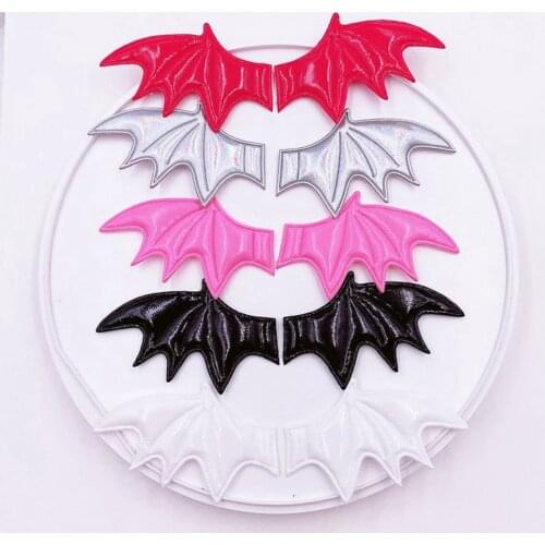 5pair Pretty PU Leather Devil Wings Appliques Patches Wedding DIY Hair Clip Bow Accessories Craft E41