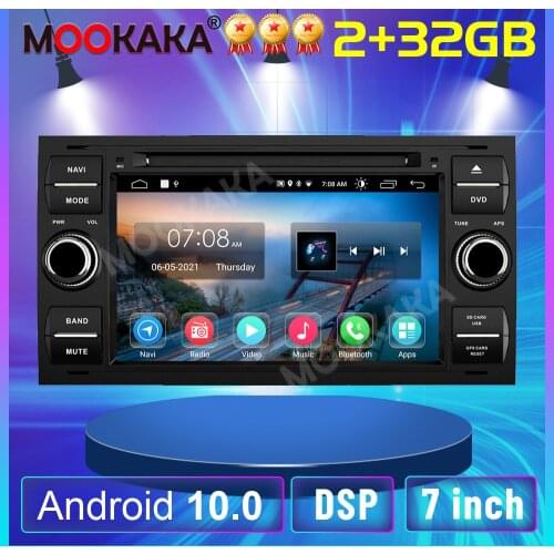 7“inch Android 10 2G+32GB 2Din Car Player For Ford Mondeo S-max Focus C-MAX Galaxy Fiesta transit Fusion Connect kuga DVD player