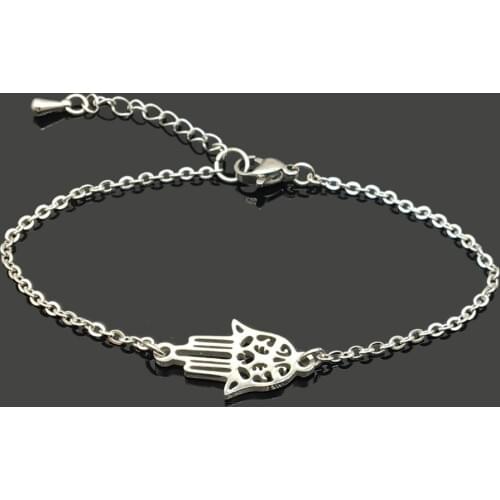 Buddha Hand Charm Stainless Steel Chain Bracelet High Quality Stainless Steel Buddha Hand Pendant Chain Bracelet For Women Girls