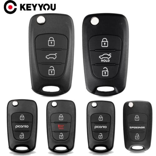 KEYYOU For Kia Rio 3 Picanto Ceed Cerato Sportage K2 K3 For Hyundai I20 I30 IX35 I35 Blank Case Flip Remote Auto Car Key Shell