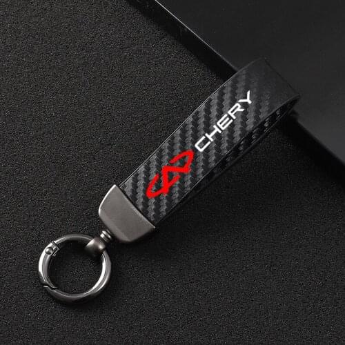 For Chery Fulwin QQ Tiggo 3 5 T11 A1 A3 A5 car Accessories Leather Car KeyChain 360 Degree Rotating Horseshoe Key Rings